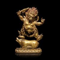 A Sino Tibetan Gilt Bronze Figure of Yama Dharmaraja, Qing Dynasty, 17th/18th Century — 十七/十八世紀 銅鎏金閻摩法王立像