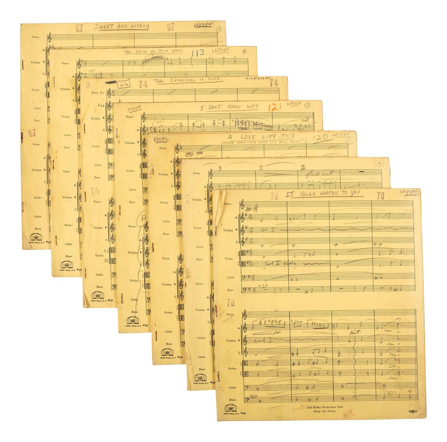 [WORLD WAR II] -- [MILLER, Glenn (1904-1944)]. World War II-era archive of manuscript scores and ephemera related to the Glenn Miller Army Air Force Band and associated musicians and orchestras.