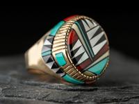 14K Gold Ring with Mosaic Inlay