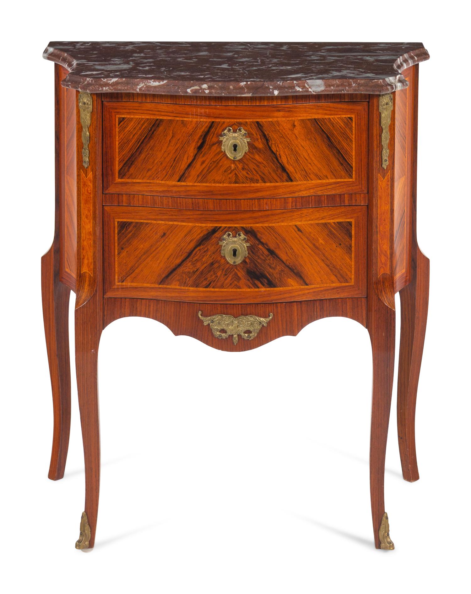A Louis XV Style Marble-Top End Table