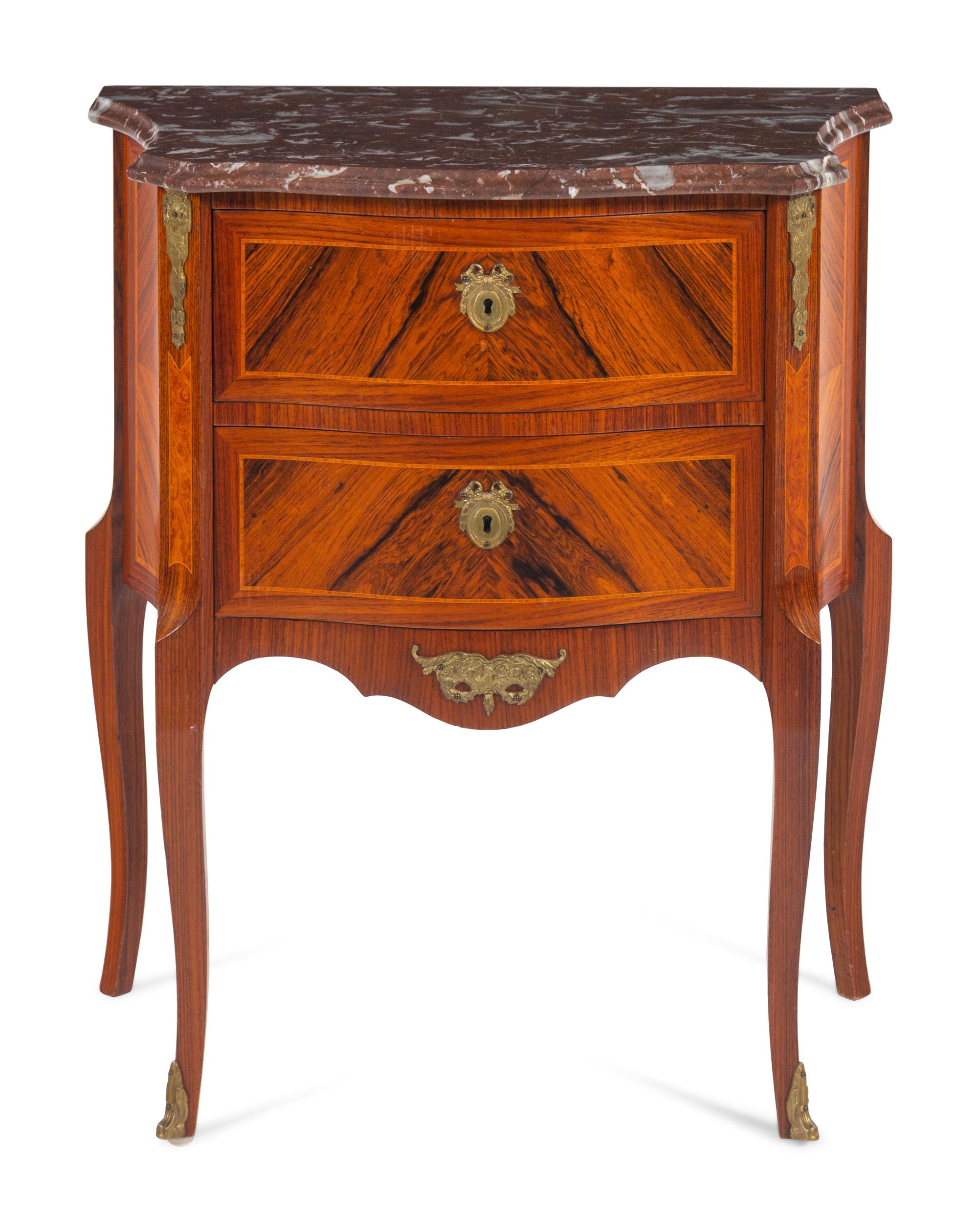 A Louis XV Style Marble-Top End Table