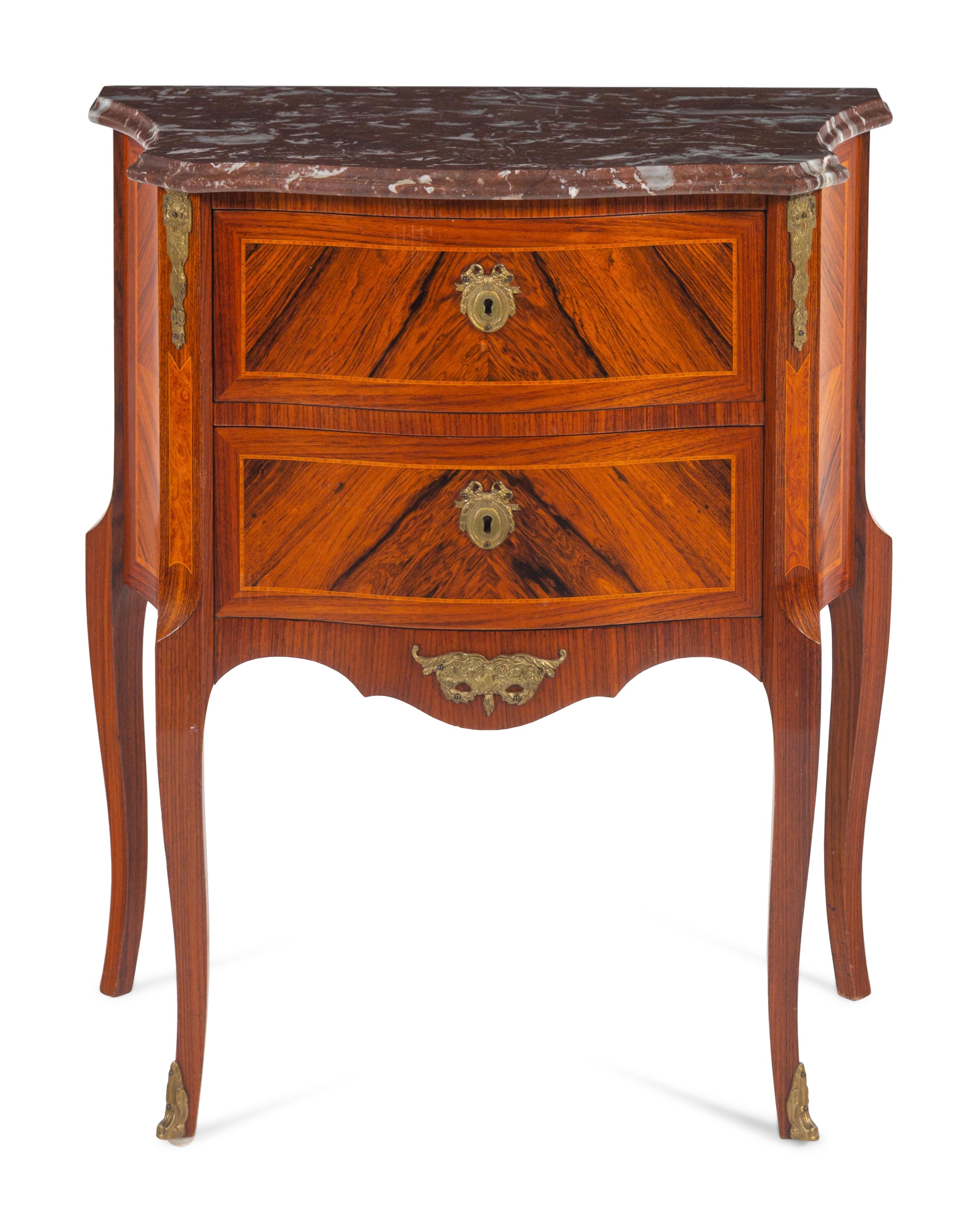A Louis XV Style Marble-Top End Table