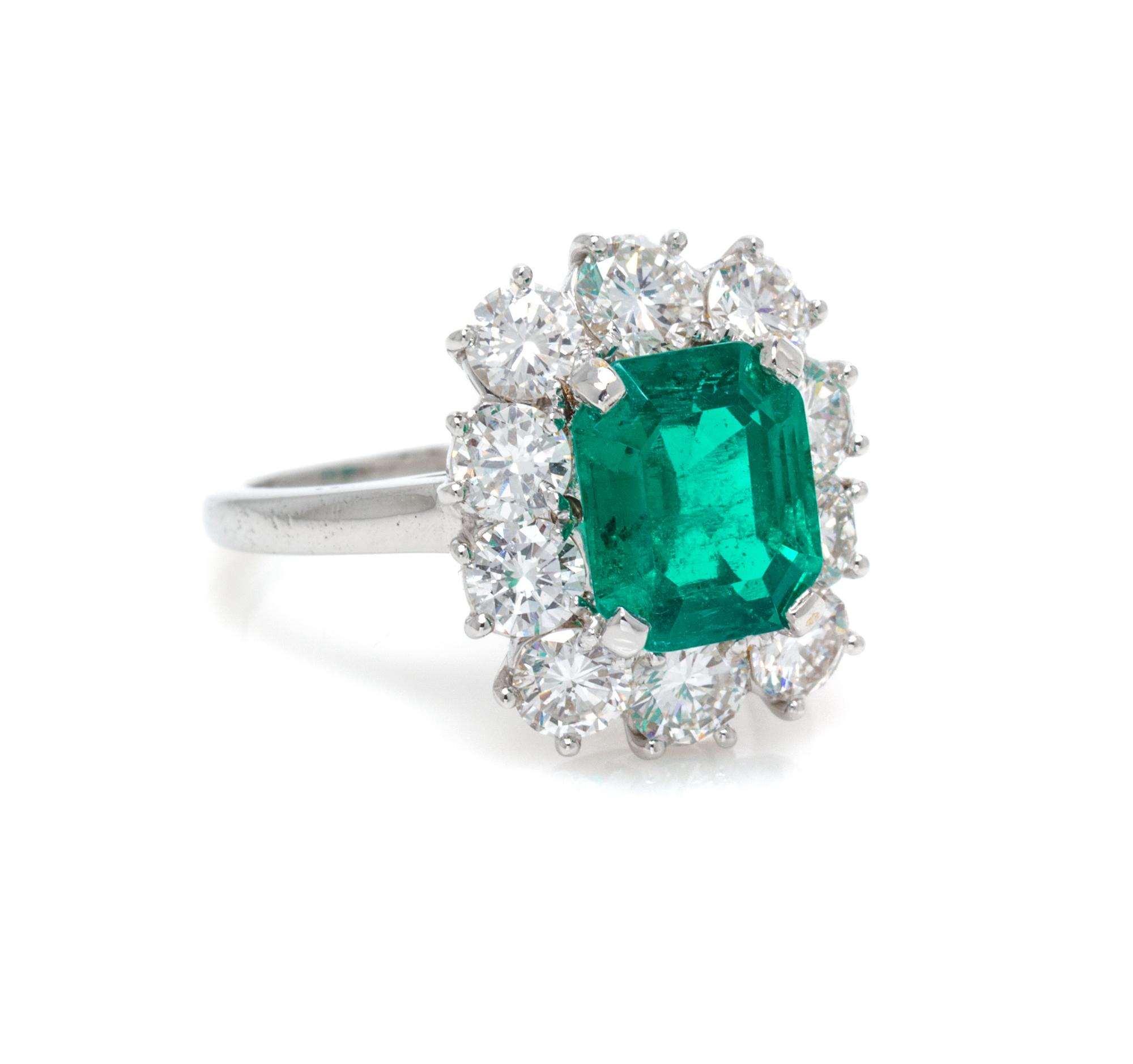 A Platinum, Emerald and Diamond Ring, Van Cleef & Arpels, Circa 1960, 3.50 dwts.