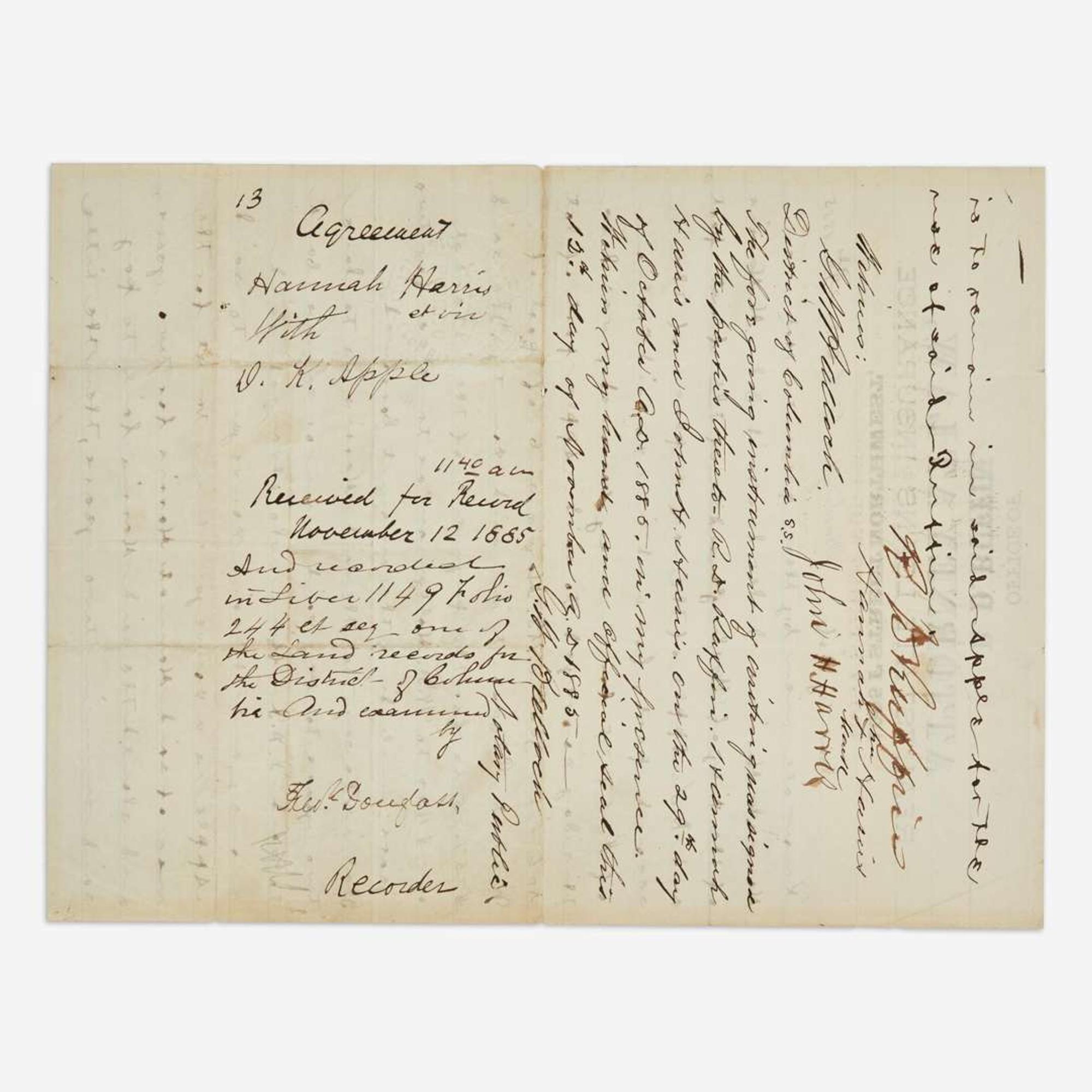 [African-Americana] Douglass, Frederick Document, signed