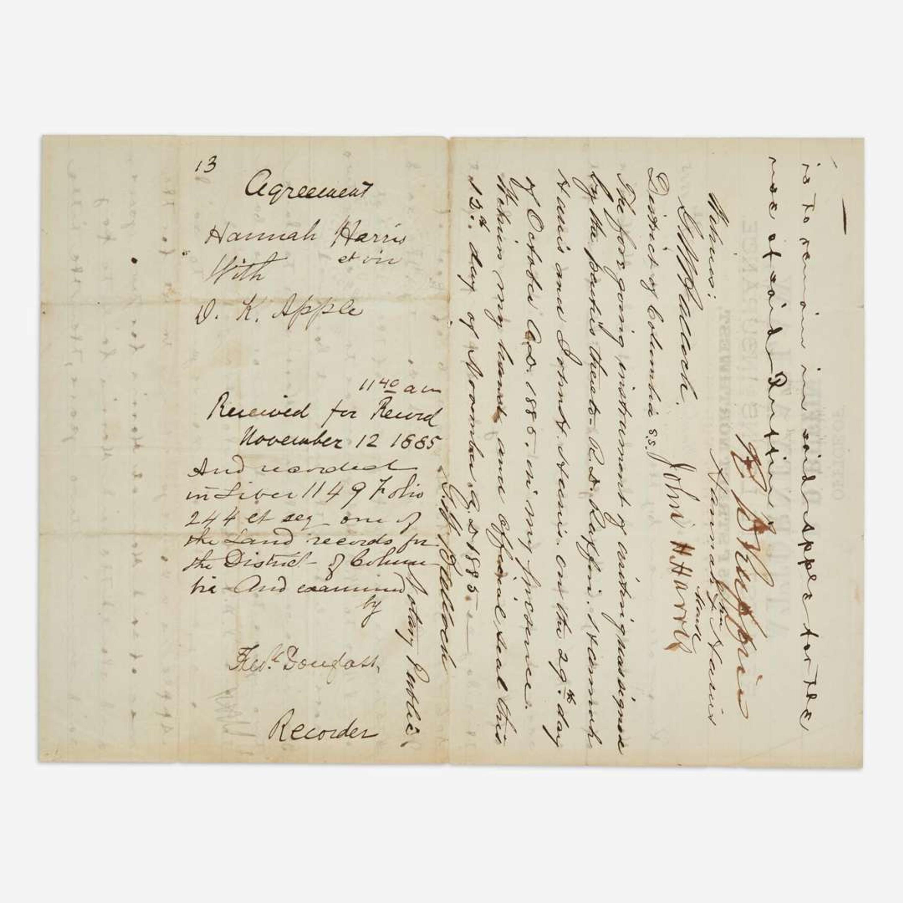 [African-Americana] Douglass, Frederick Document, signed