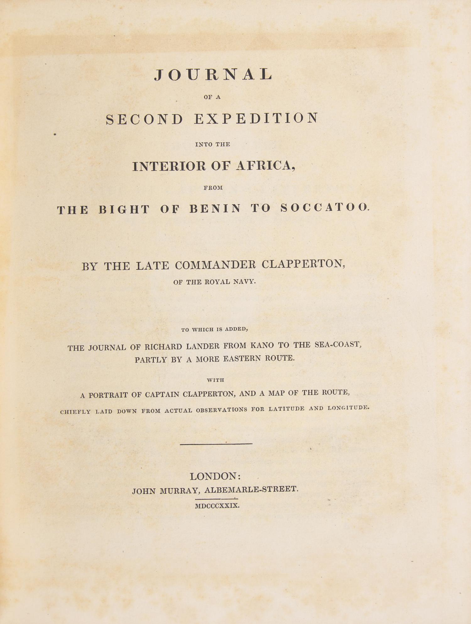 [Travel & Exploration] Clapperton, Hugh. Narrative of Travels and Discoveries in Northern and Central Africa...