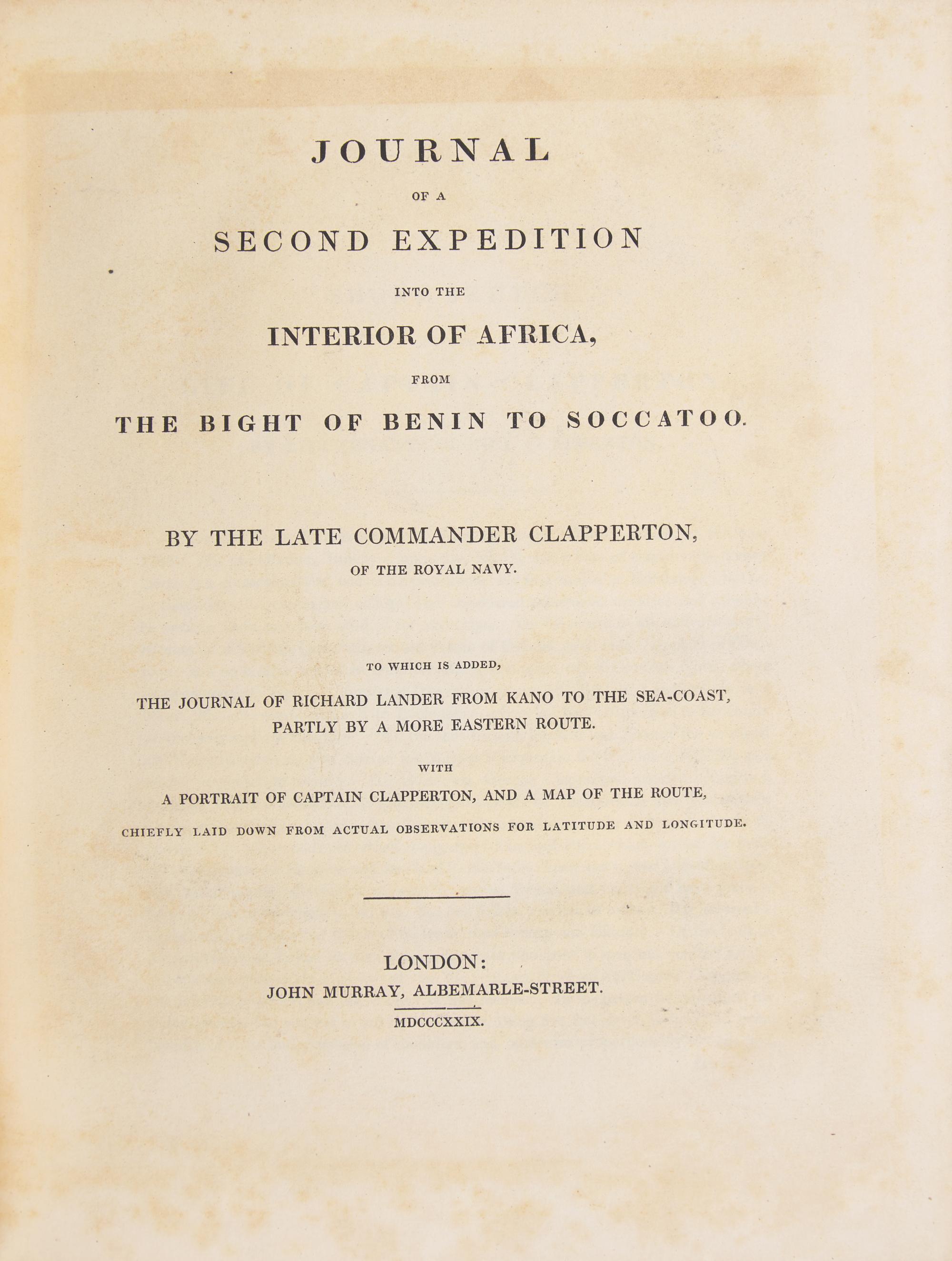 [Travel & Exploration] Clapperton, Hugh. Narrative of Travels and Discoveries in Northern and Central Africa...
