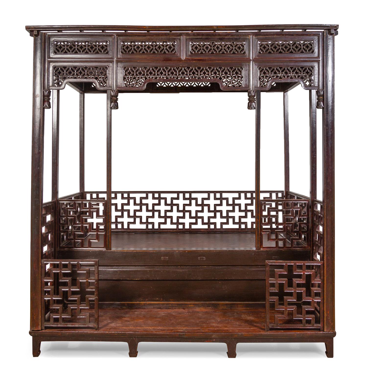 A Chinese Hardwood Canopy, Babuchuang Height 101 1/2 x width 94 x depth 74 inches. — QING DYNASTY (1644-1911)