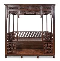 A Chinese Hardwood Canopy, Babuchuang Height 101 1/2 x width 94 x depth 74 inches. — QING DYNASTY (1644-1911)