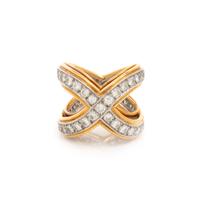 TIFFANY & CO., BICOLOR GOLD AND DIAMOND 'X' RING