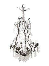A Louis XV Style Bronze and Glass Nine-Light Chandelier — EARLY 20TH CENTURY
