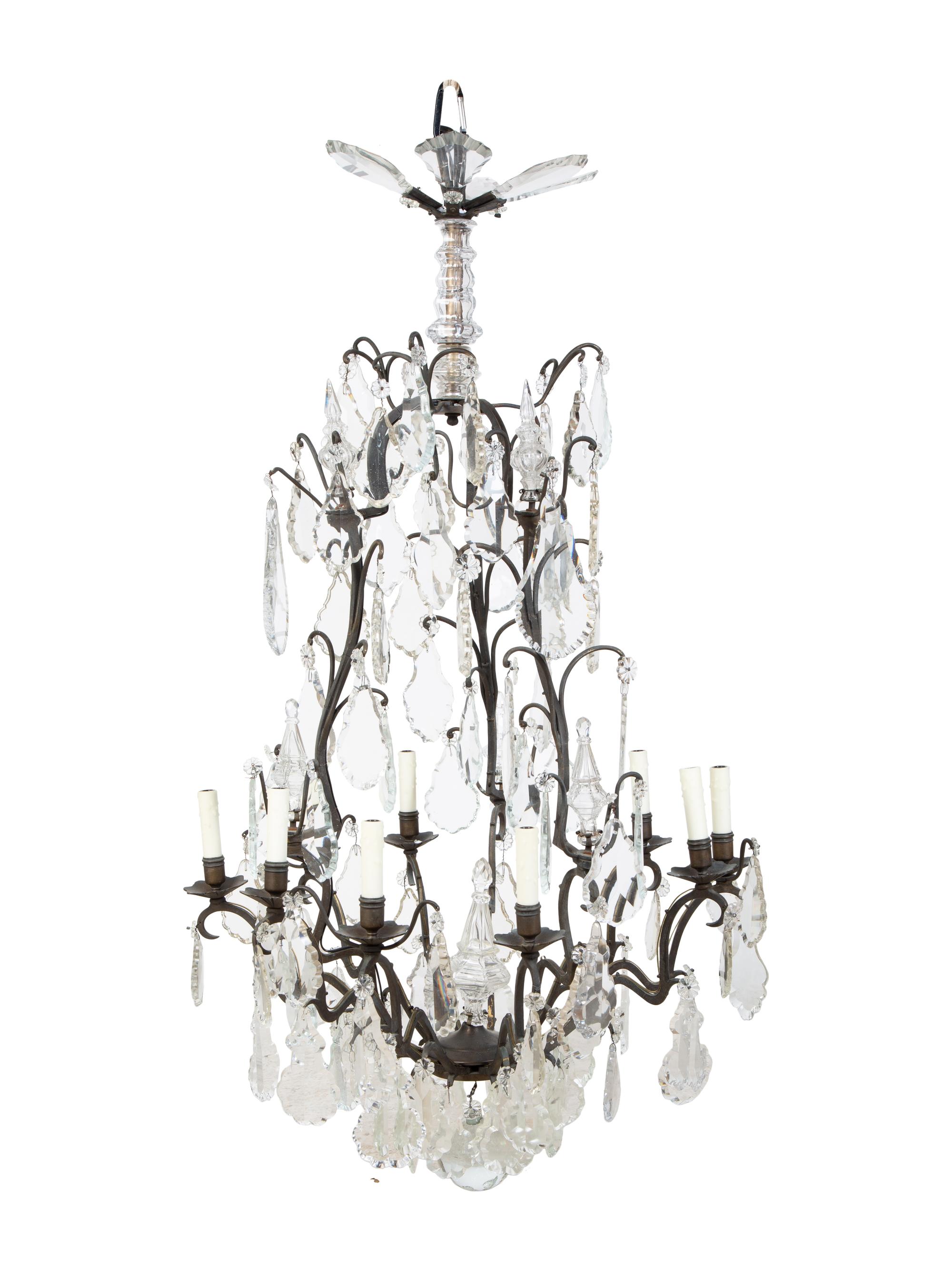 A Louis XV Style Bronze and Glass Nine-Light Chandelier — EARLY 20TH CENTURY