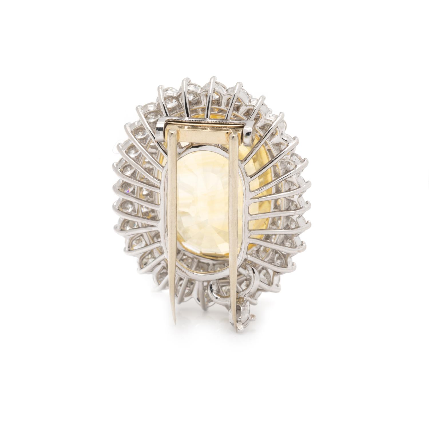 YELLOW SAPPHIRE AND DIAMOND BROOCH