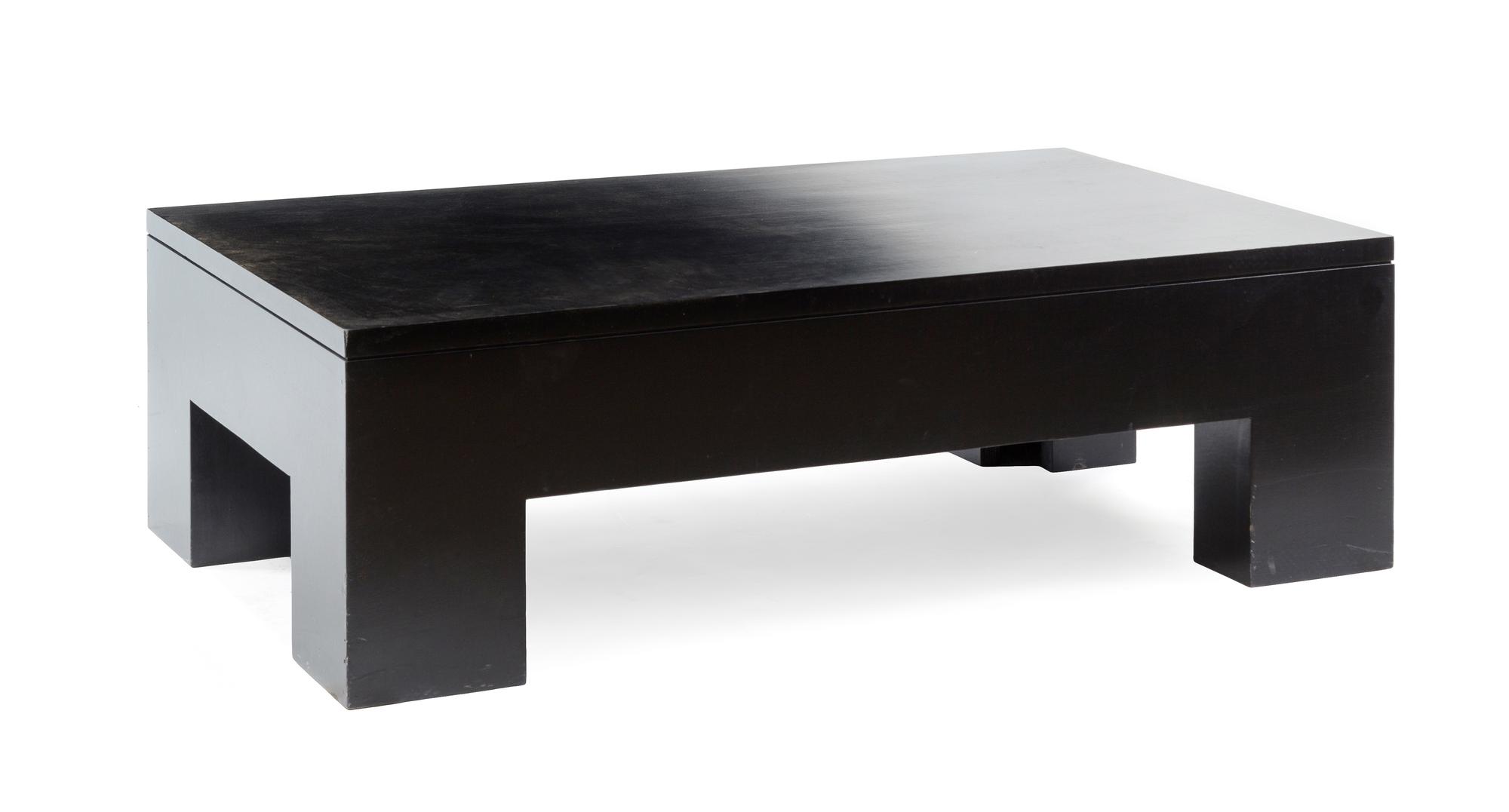 A Custom-Designed Black Painted Low Table Height 16 x width 53 1/4 x depth 31 1/2 inches. — 20TH CENTURY