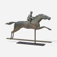 A full-bodied copper and cast zinc horse and jockey weathervane late 19th / early 20th century