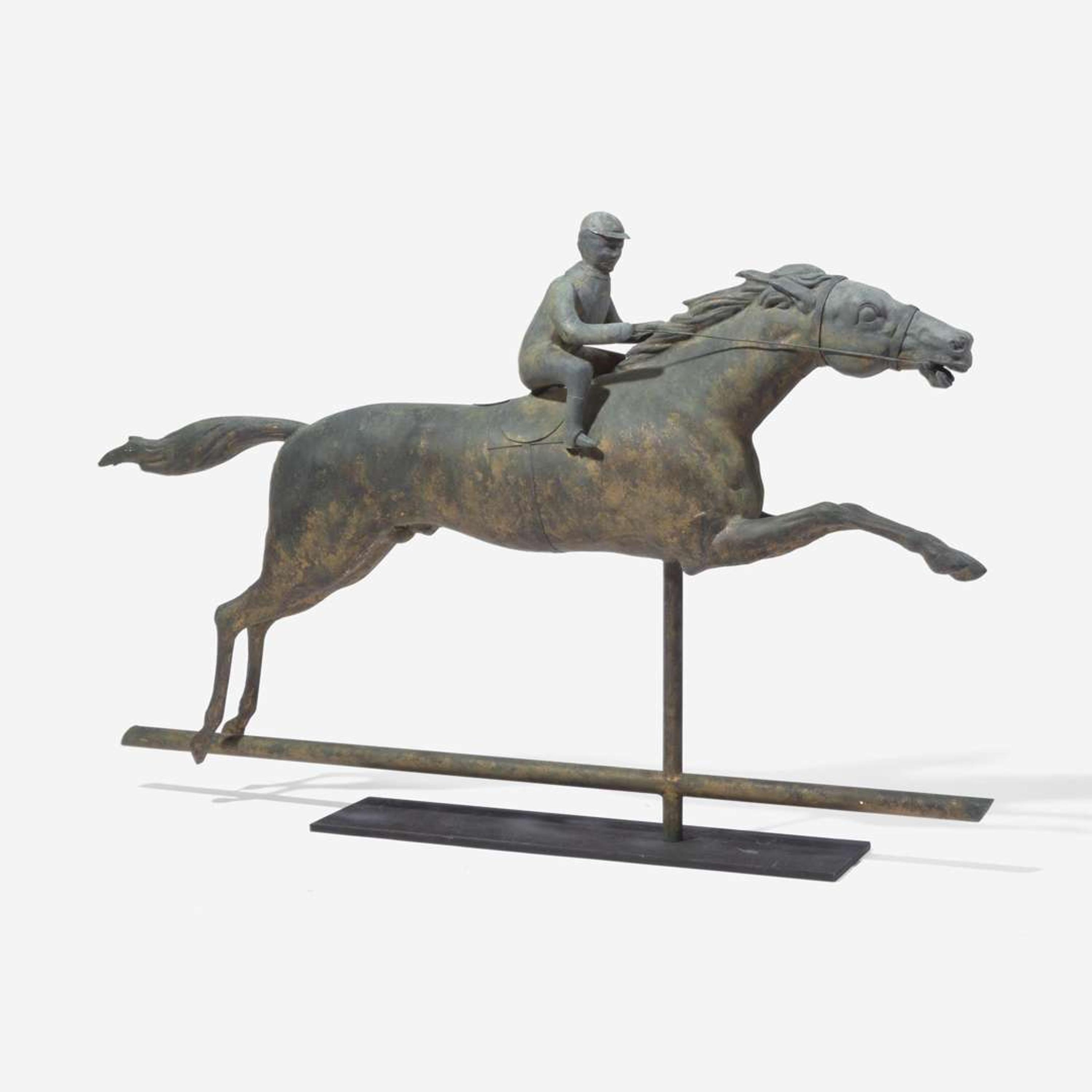 A full-bodied copper and cast zinc horse and jockey weathervane late 19th / early 20th century
