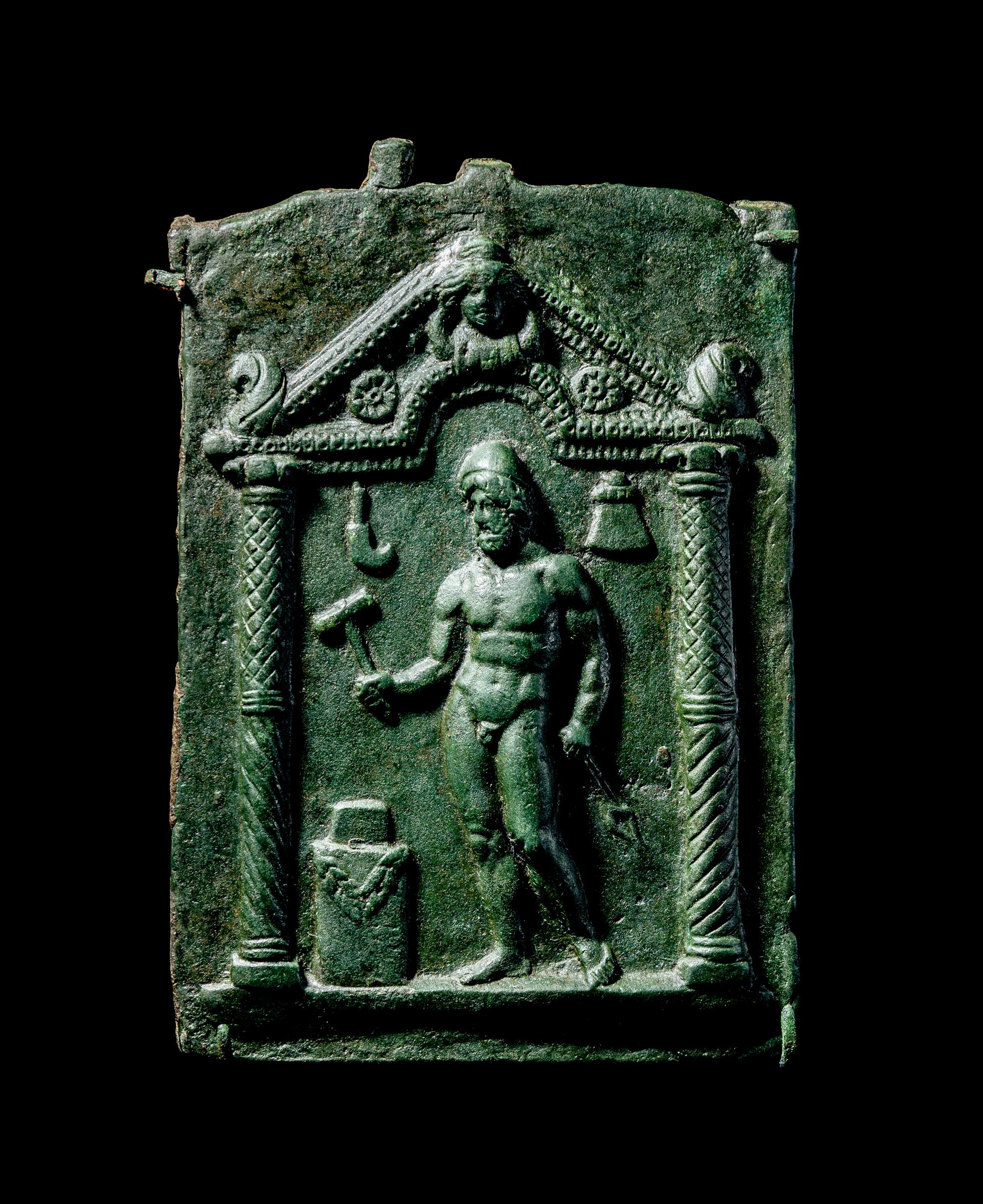 A Roman Bronze Votive Plaque of Vulcan