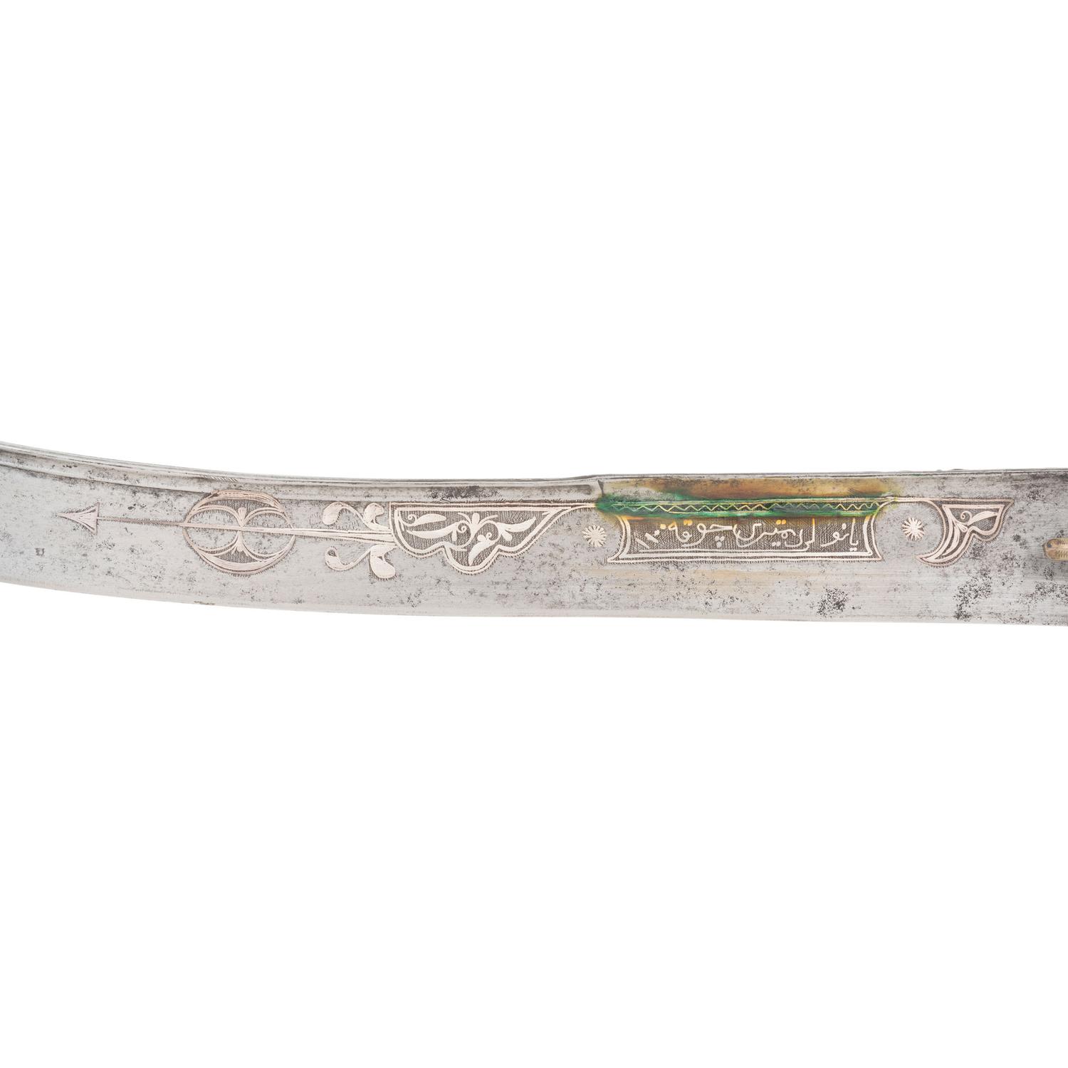 Highly Decorated Ottoman Kilij with Engraved Metal Covered Scabbard