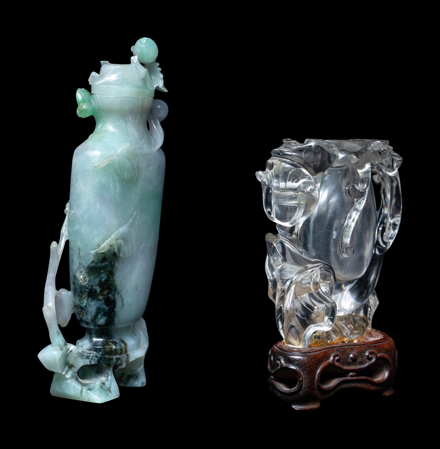 Two Small Chinese Carved Hardstone Vases