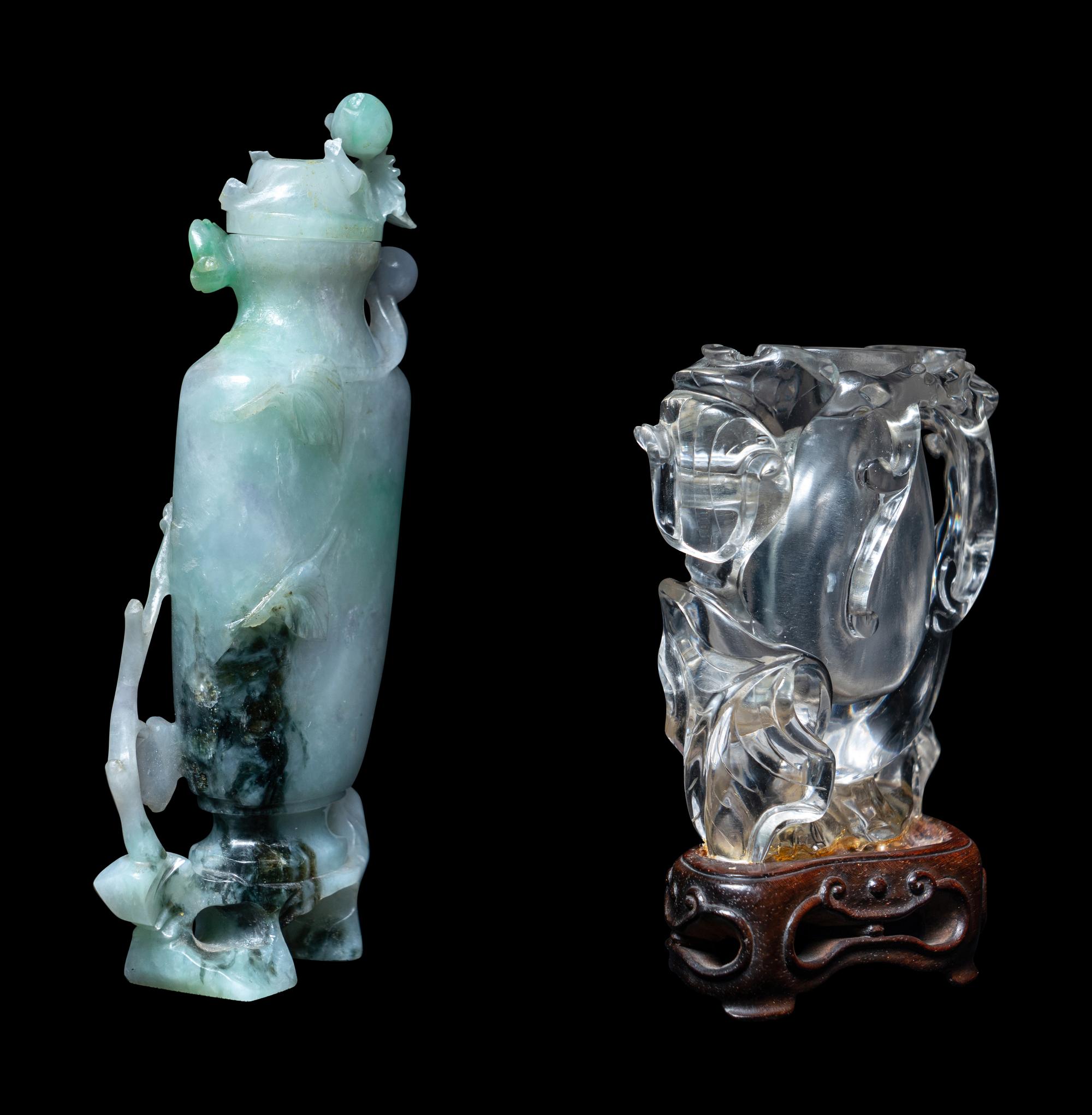 Two Small Chinese Carved Hardstone Vases