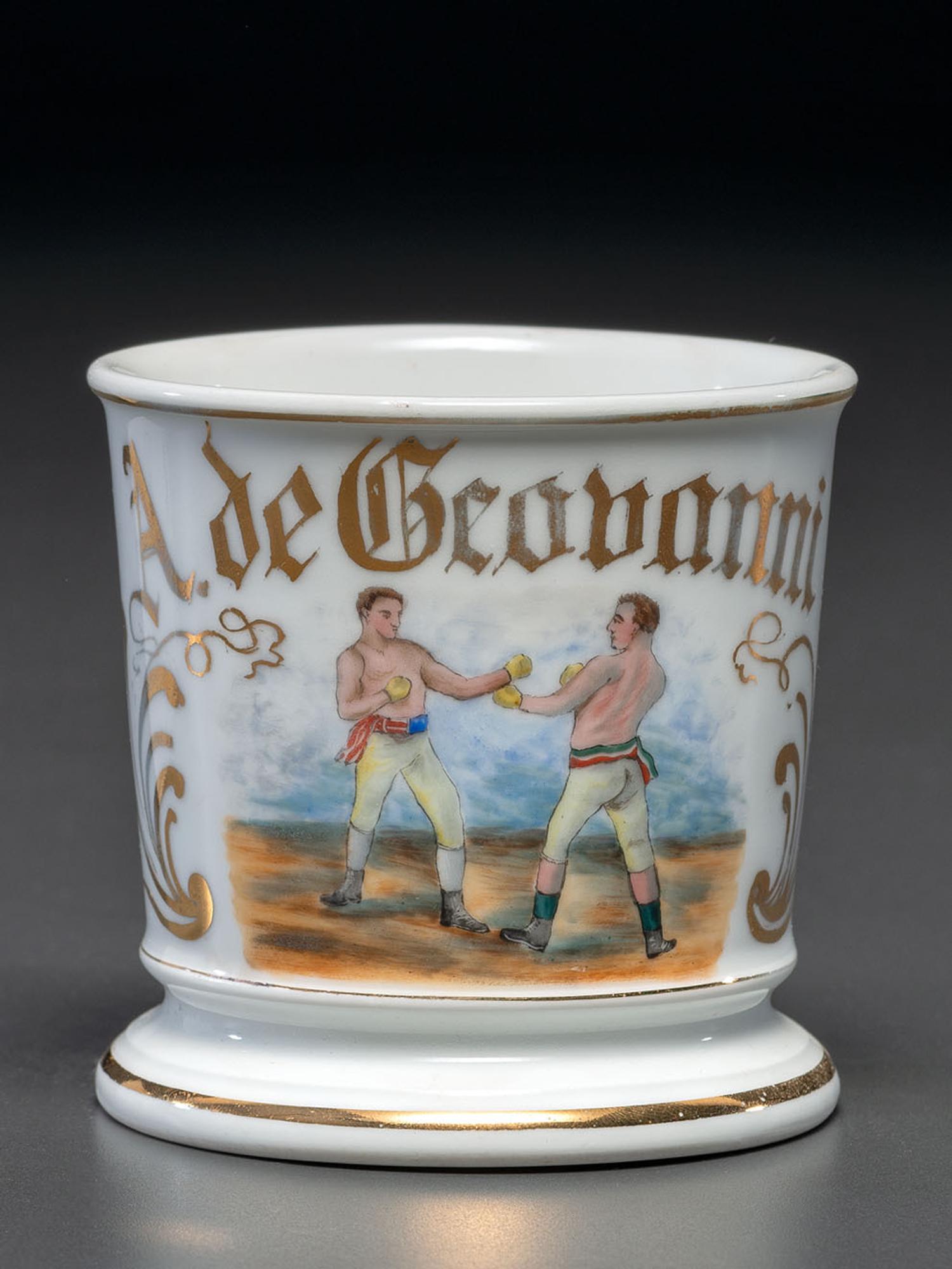 A Boxer's Porcelain Occupational Shaving Mug Belonging to Albert de Giovanni
