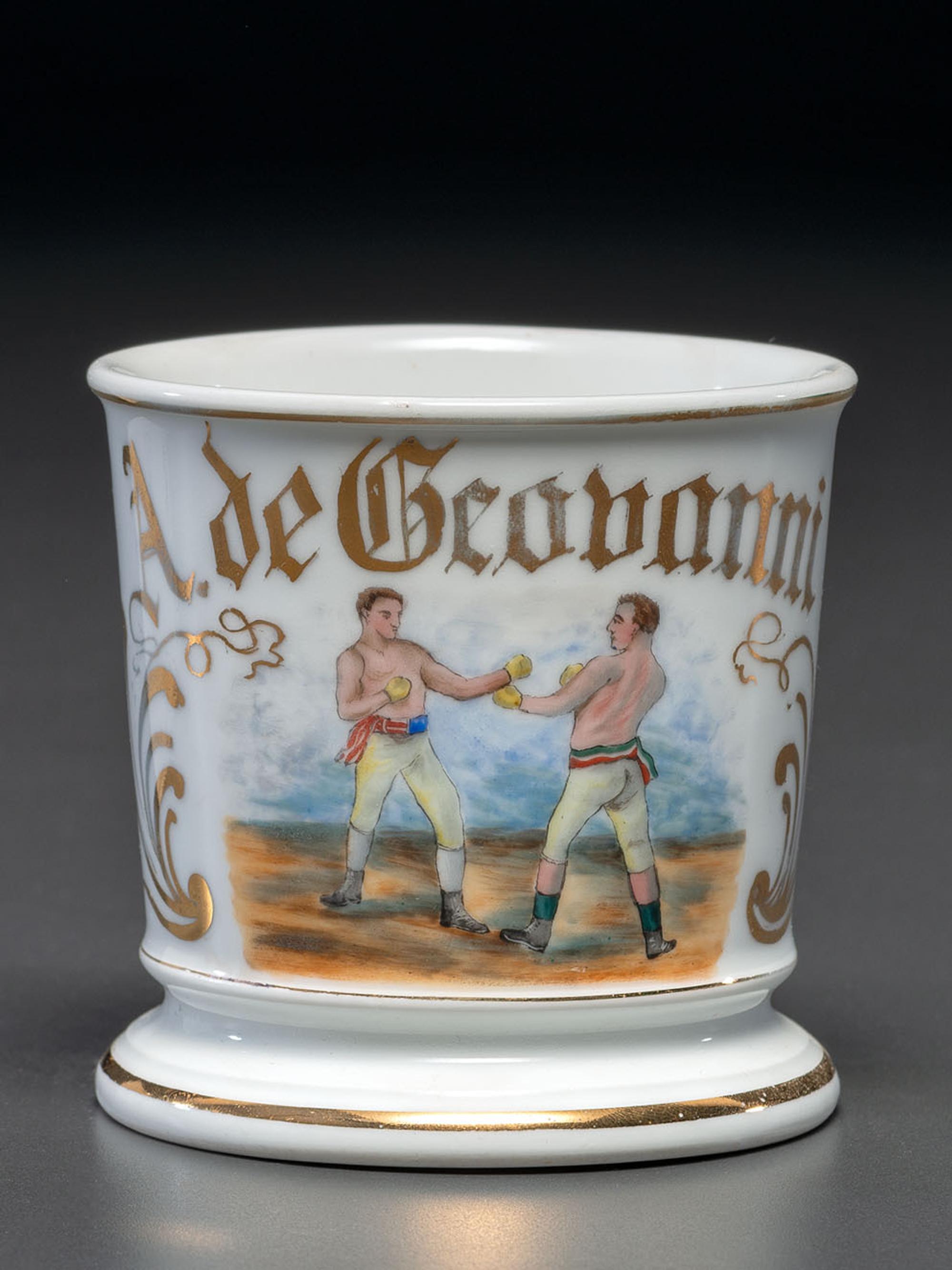 A Boxer's Porcelain Occupational Shaving Mug Belonging to Albert de Giovanni