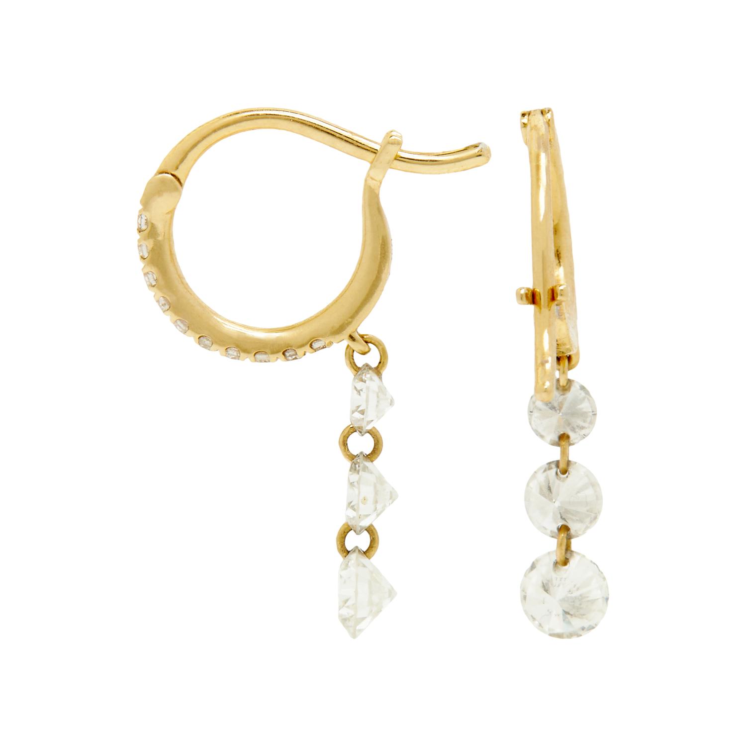 RAPHAELE CANOT, YELLOW GOLD AND DIAMOND 'SET FREE' EARRINGS