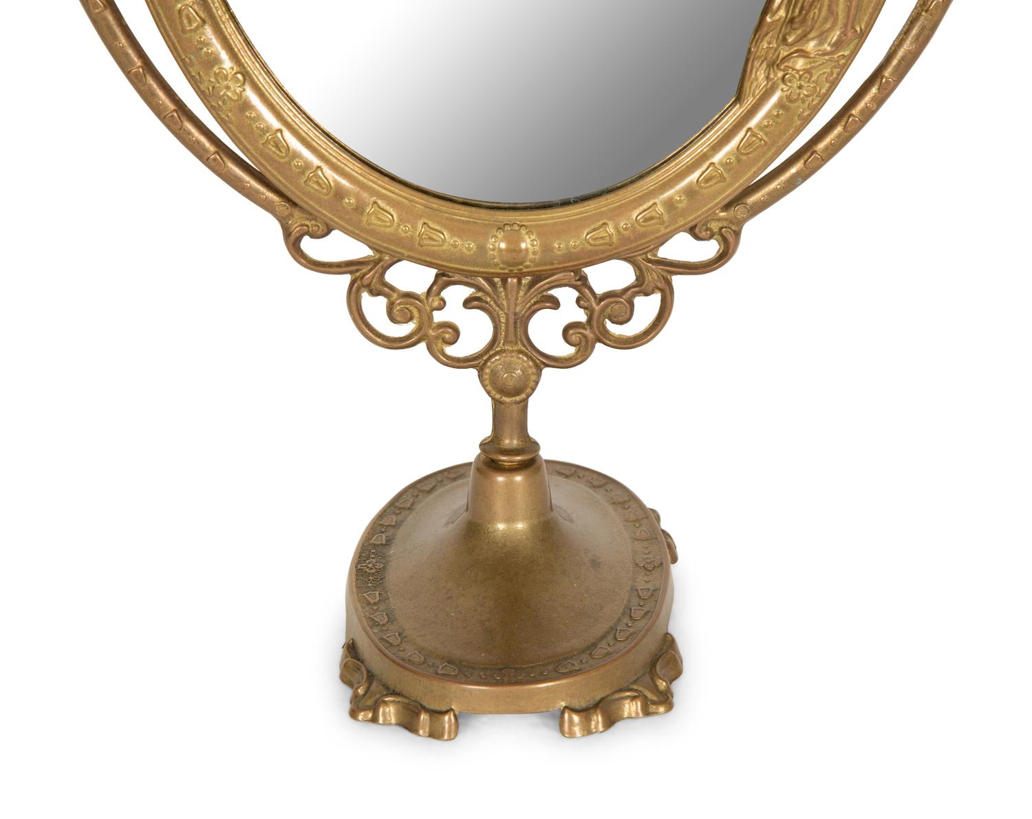 An Art Nouveau Silvered Metal Dressing Table Mirror — 20th Century