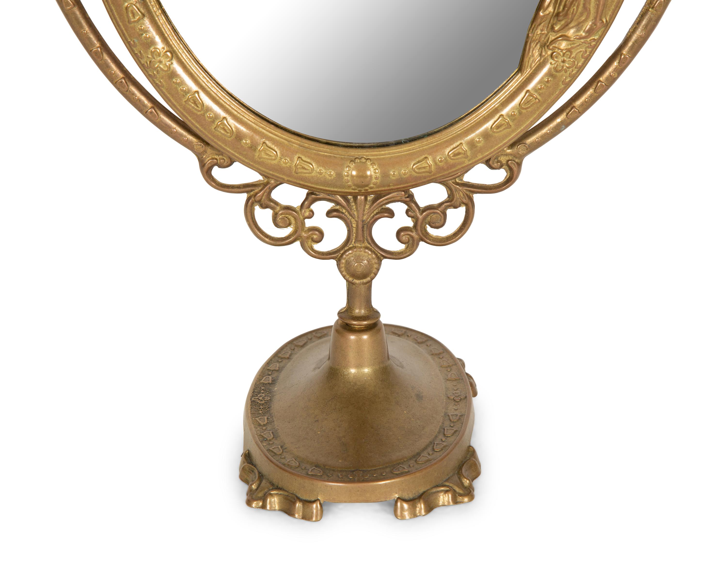An Art Nouveau Silvered Metal Dressing Table Mirror — 20th Century