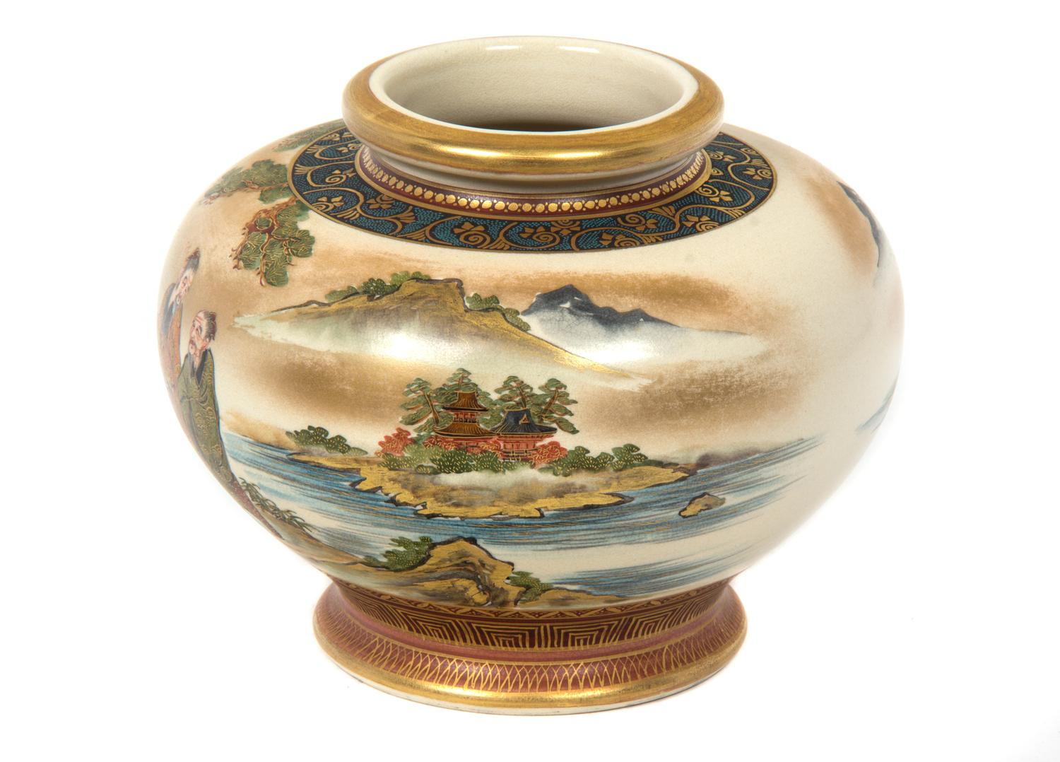 A Japanese Satsuma Porcelain Vase Height 7 inches. — 20TH CENTURY