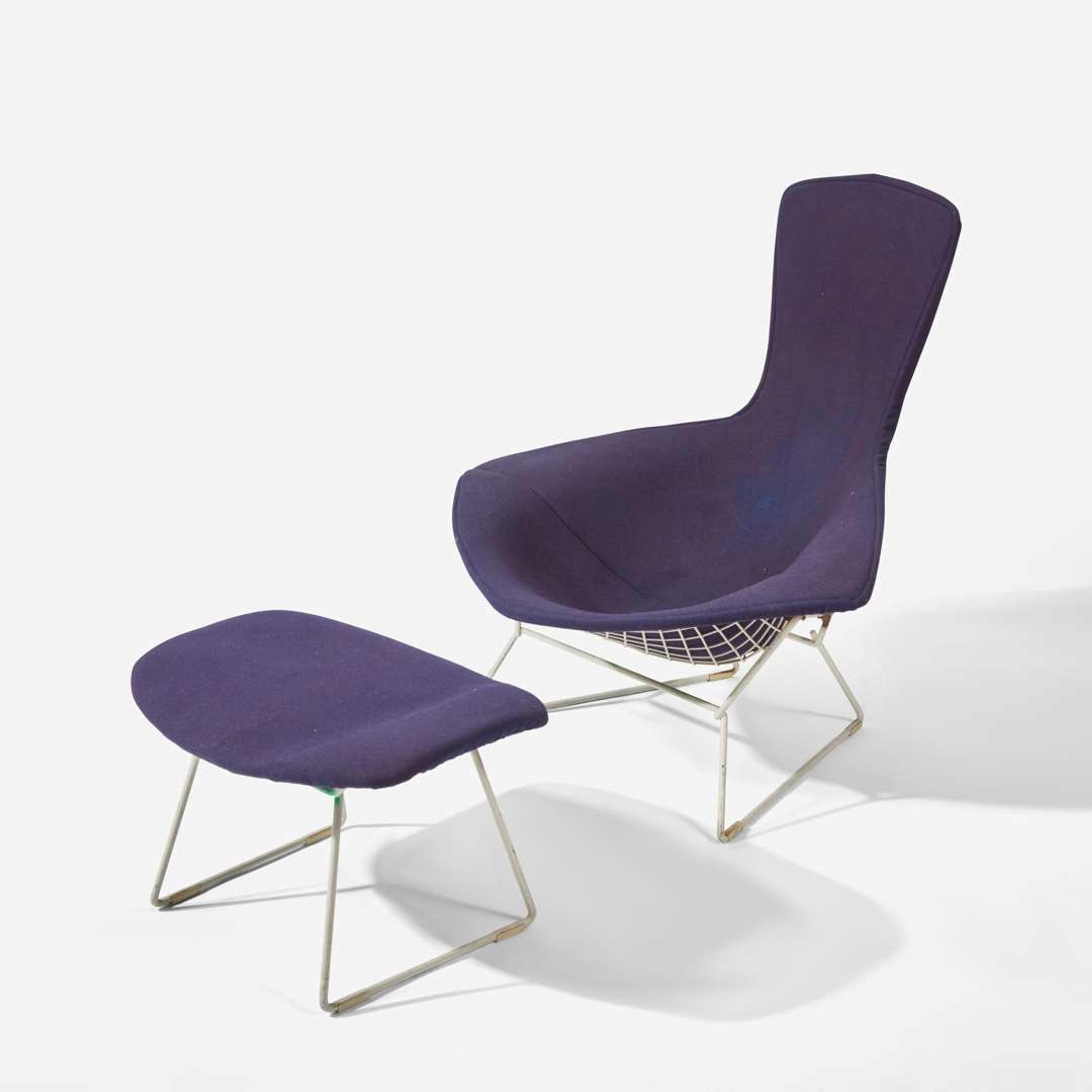 Harry Bertoia (American, 1915-1978) "Bird" Lounge Chair and Ottoman, Knoll Associates, USA, designed 1952, the present lot circa 1950s