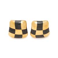 ANGELA CUMMINGS, YELLOW GOLD AND BLACK JADE EARCLIPS