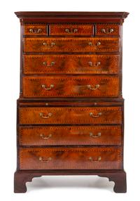 A George III Mahogany Chest-on-Chest Height 77 x width 46 x depth 21 inches. — LATE 18TH CENTURY