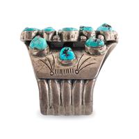 Navajo Silver and Turquoise Cluster Cuff Bracelet