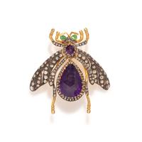 DIAMOND AND AMETHYST INSECT PENDANT/BROOCH