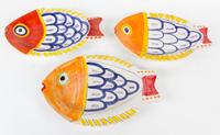 Three Italian Ceramic Fish Form Platters Length 15 1/2 inches.