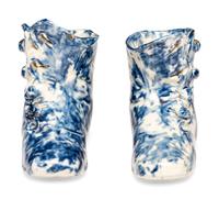 A Pair of Miniature Spongeware Boots