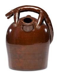 A Rare W.E. Kreiner Signed Harvest Jug with Lizard Handle