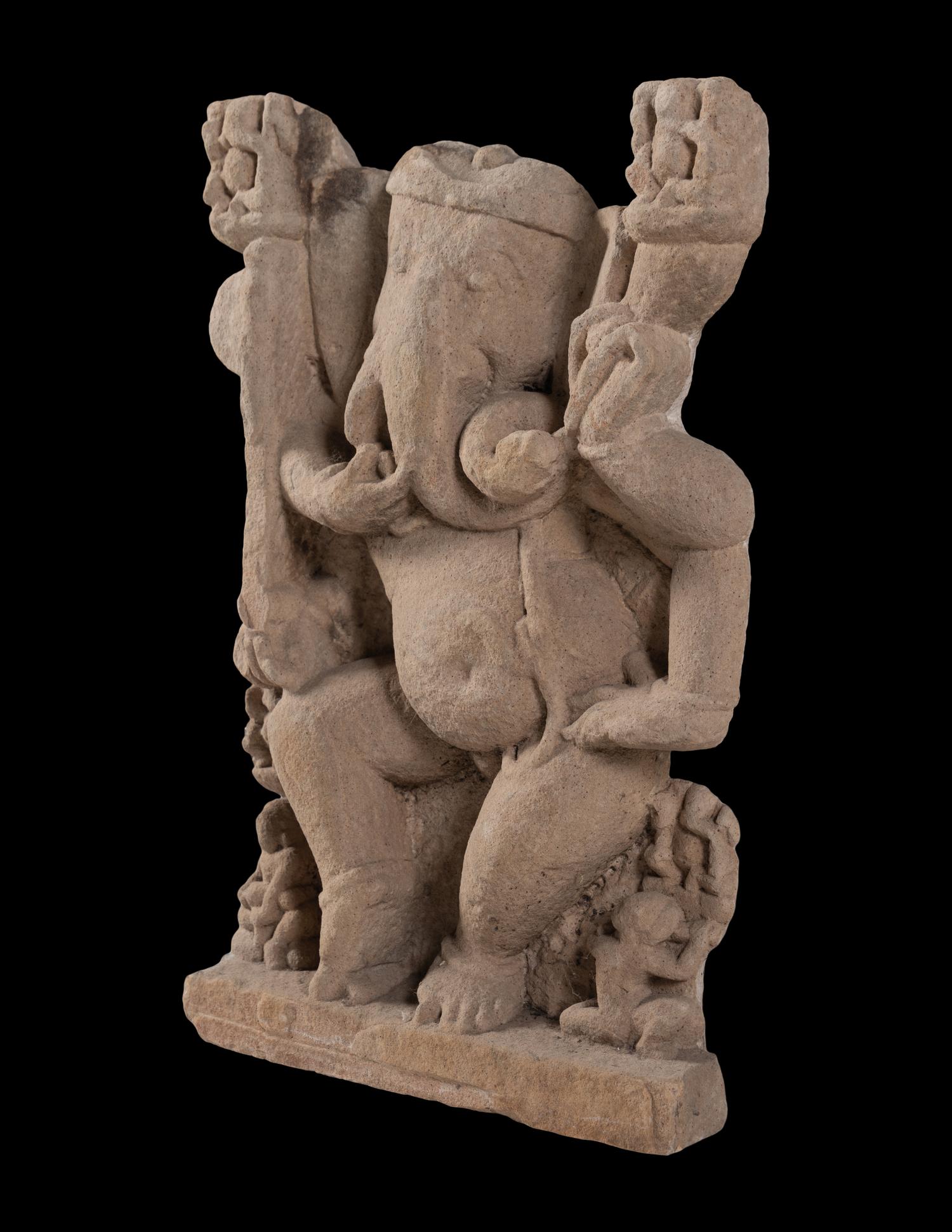 A Large Indian Stone Carving of a Ganesha