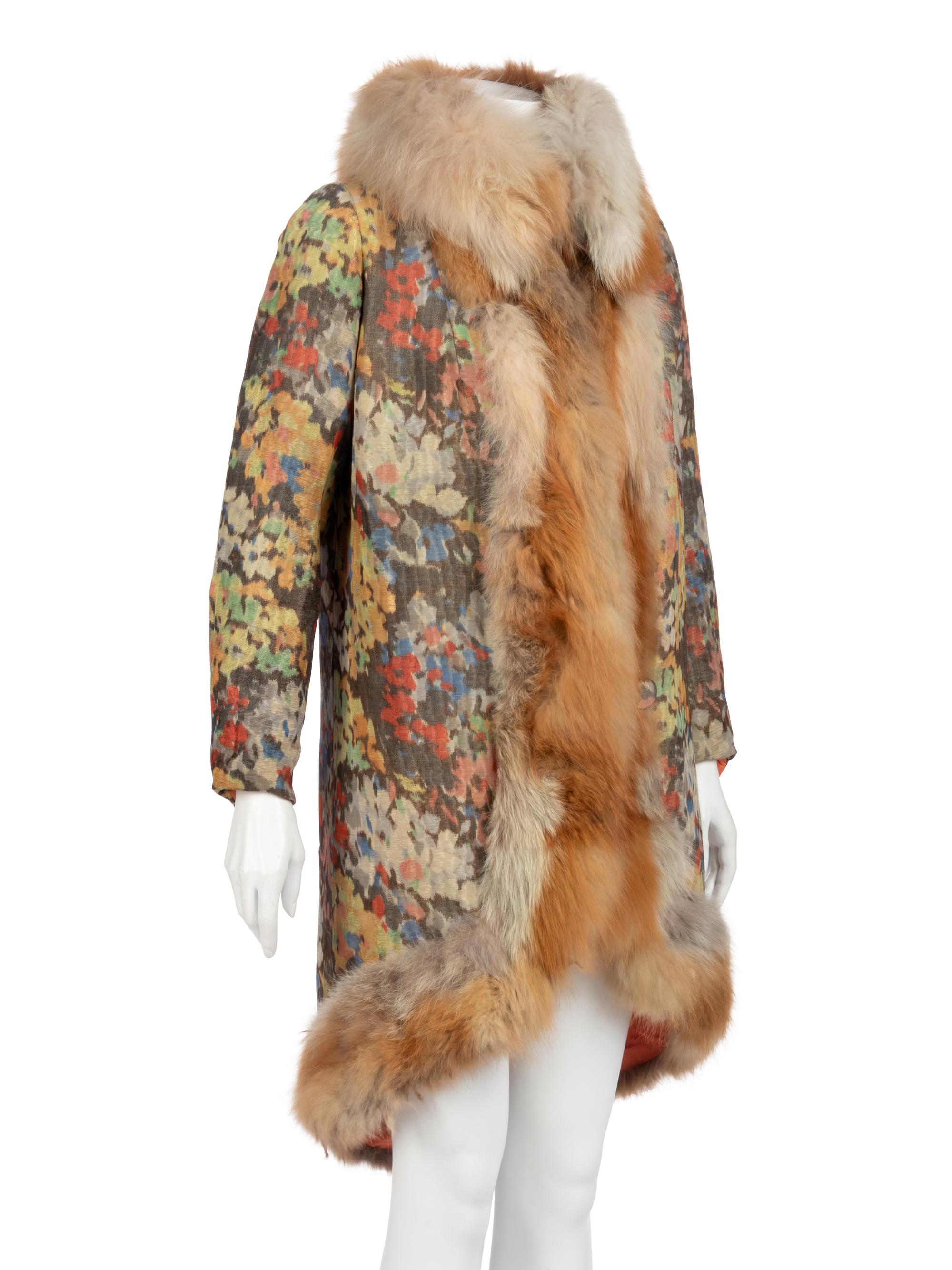 Multicolored Jacquard and Fur Trimmed Coat, 1920s
