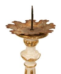 Two Pairs of Tuscan Painted and Parcel Gilt Candlesticks — 17TH CENTURY