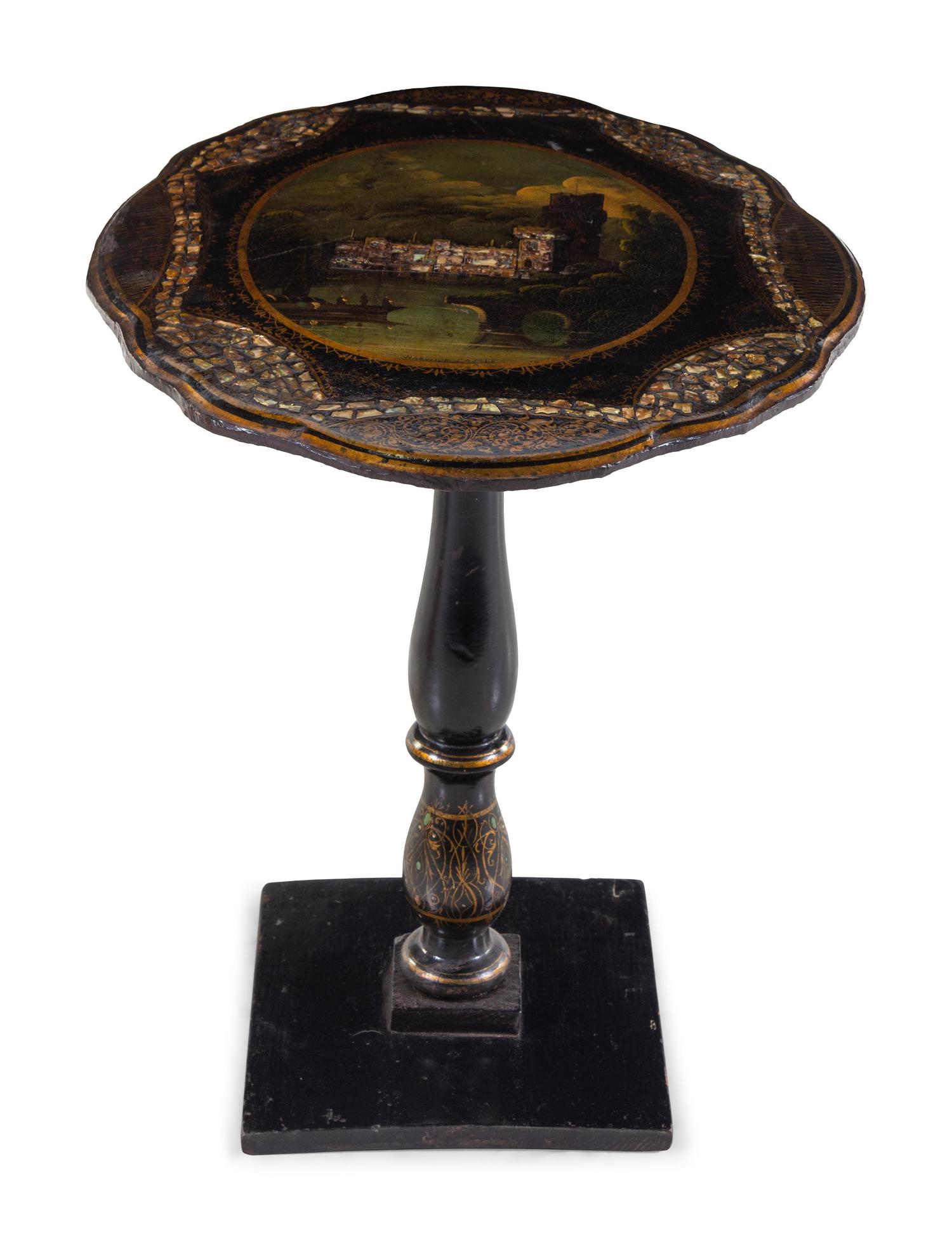 A Victorian Lacquered and Mother-of-Pearl Inlaid Side Table