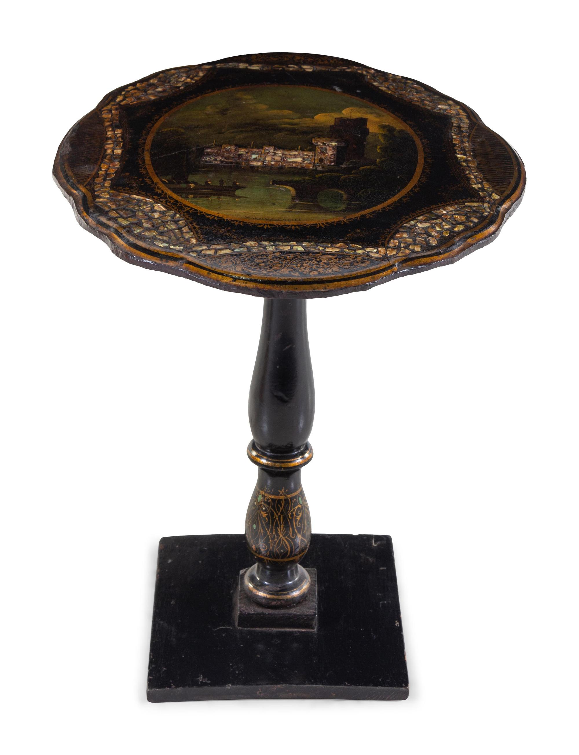 A Victorian Lacquered and Mother-of-Pearl Inlaid Side Table