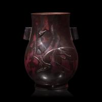 A Japanese Bronze 'Foxes' Vase, Taisho/Showa Period