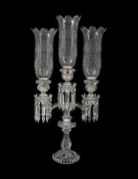 A Baccarat Molded Glass Three-Light Candelabrum
