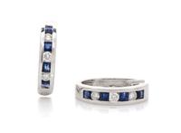 A Pair of 14 Karat White Gold Diamond and Sapphire Earrings, 4.30 dwts.