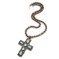 Navajo Sterling Silver and Turquoise Cross Necklace