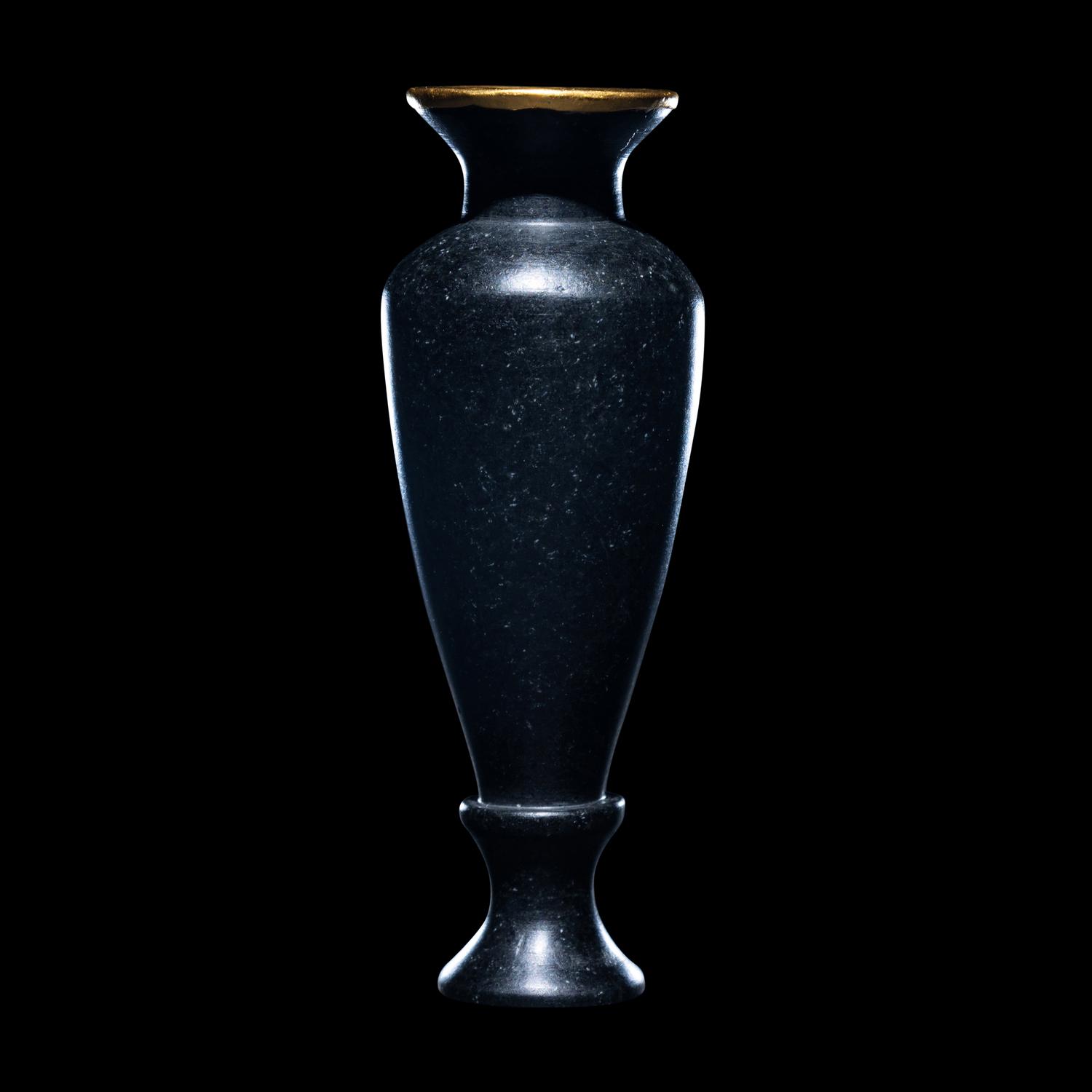An Egyptian Obsidian and Gold Alabastron