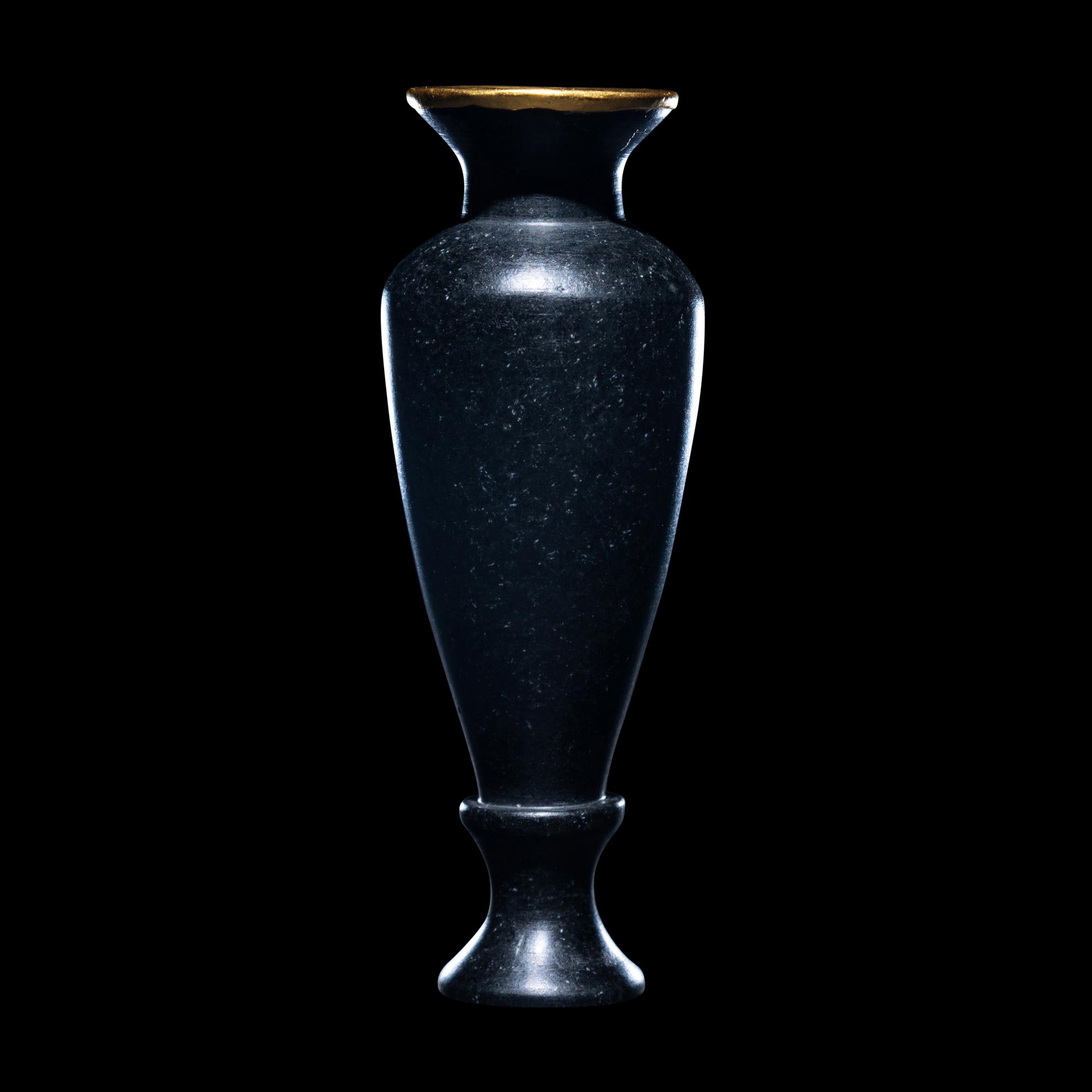An Egyptian Obsidian and Gold Alabastron