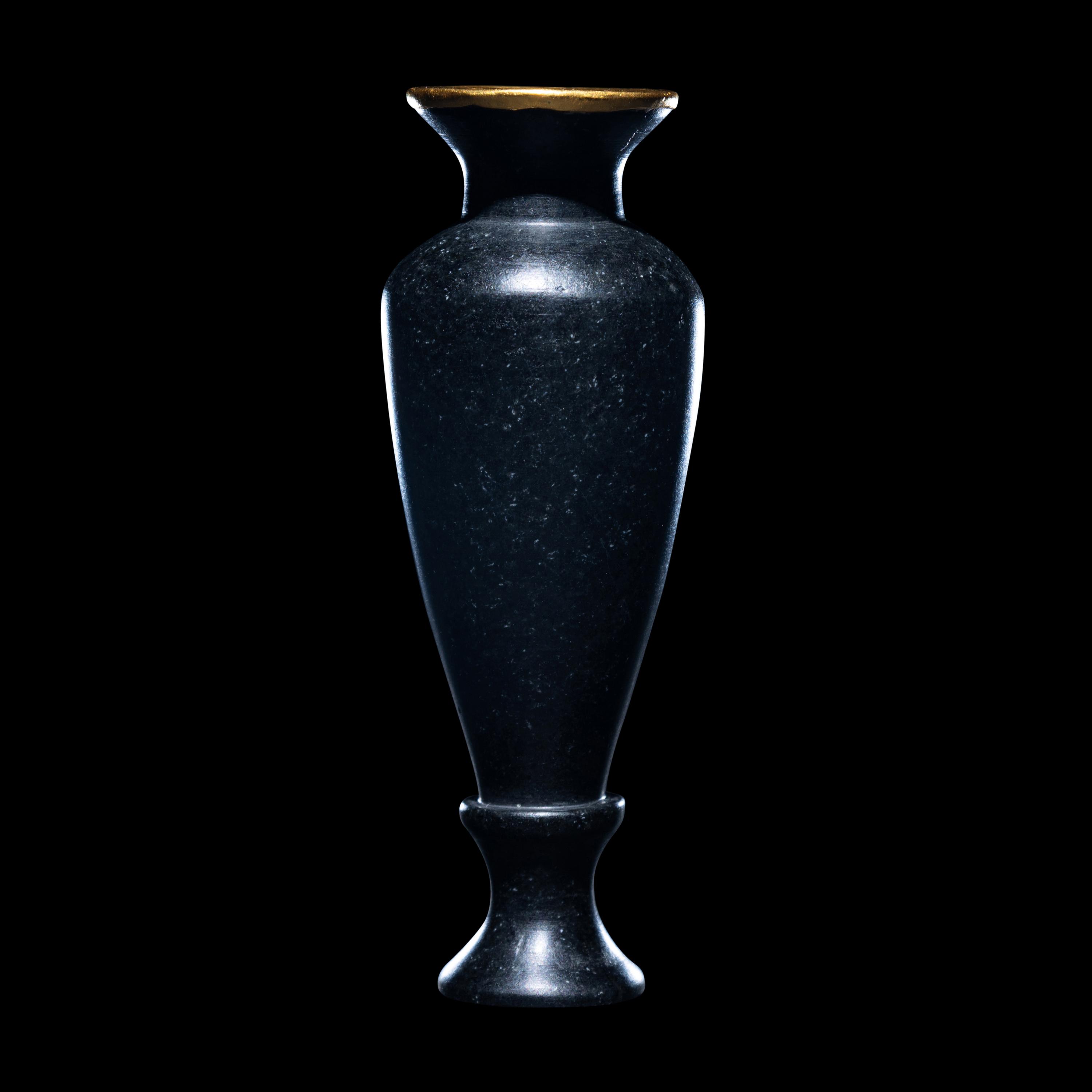 An Egyptian Obsidian and Gold Alabastron